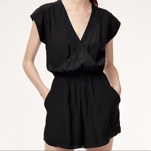 Aritzia Babaton Silk Corbett Black Romper
